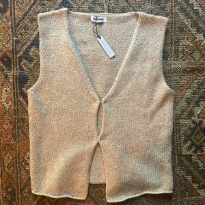 Rumored Beige Knit V-Neck Sweater Vest